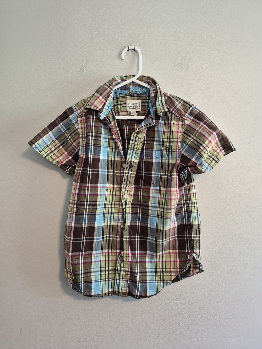 The Children's Place 5/6 Multicoloured Plaid Short Sleeve Flannel Shirt